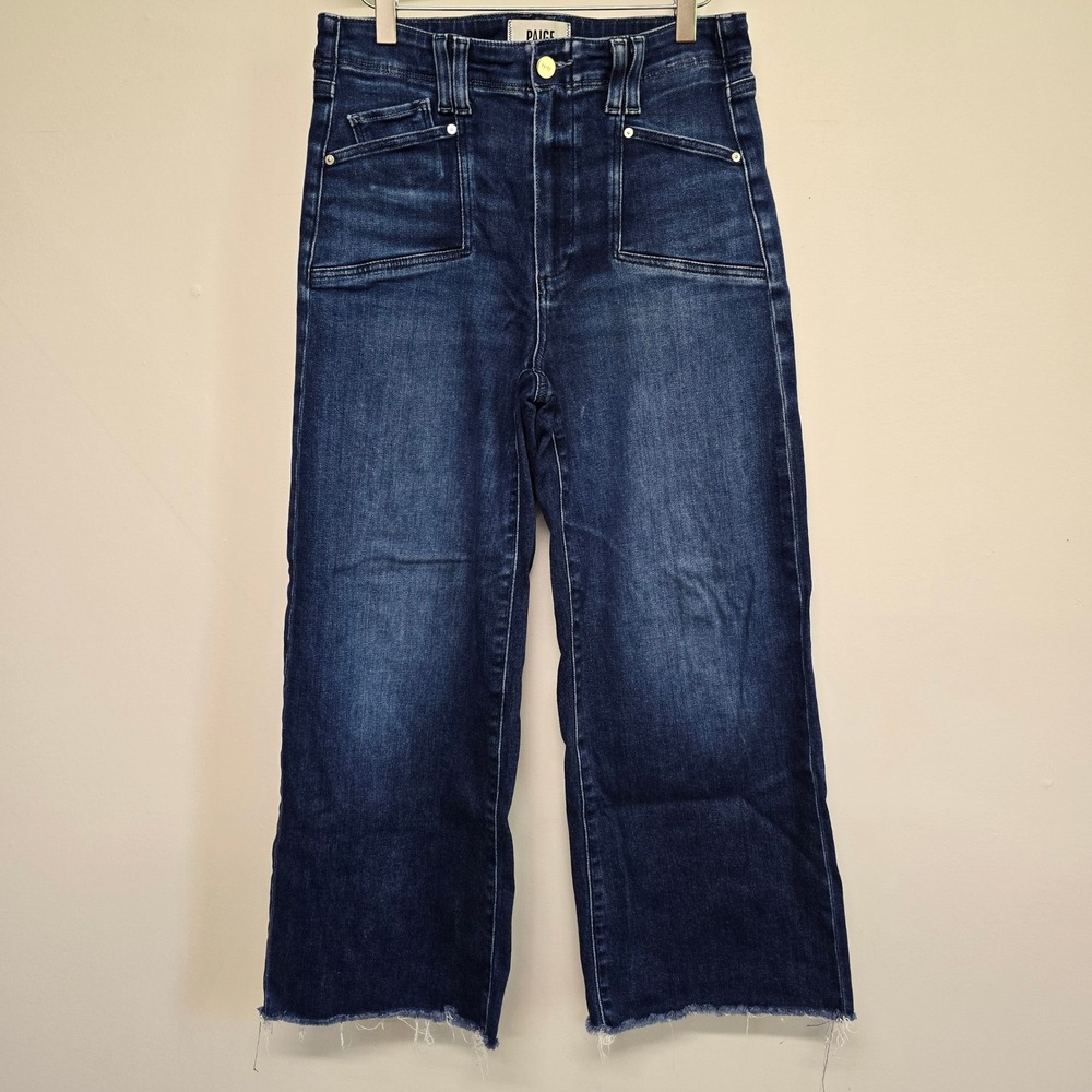 PAIGE‎ Anessa Jeans Womens 28 Blue Wide Leg Raw Hem Boho Minimalist